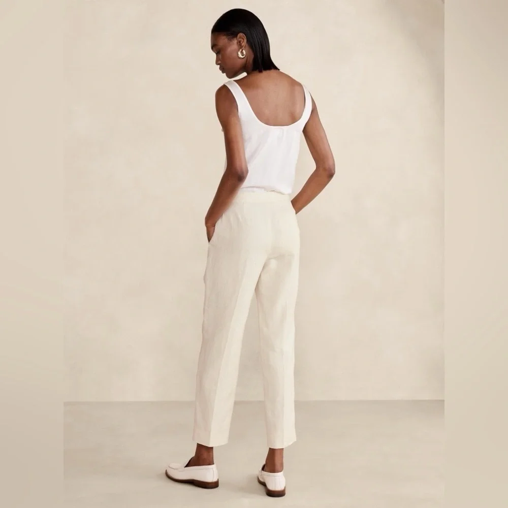 NEW! Banana Republic Savanna Breeze Yellow Lina Slim Linen Pant - Size 16 🖥️3️⃣